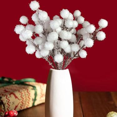 Imagem de Guirlanda artificial de baga branca fosca faça você mesmo, enfeite de árvore de Natal, galhos com ponta de neve, artesanato, 20 x 4 cm (10 peças)