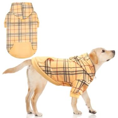 Imagem de KOOLTAIL Moletom com capuz xadrez para cães pequenos, médios e grandes, suéter com chapéu e bolso para clima frio no inverno, moletom com capuz macio e quente para cachorrinhos, gatos, meninas