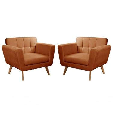 Imagem de Conjunto 2 Poltronas Bruna Confortável Decorativa Moderna - Veludo Terracota 400