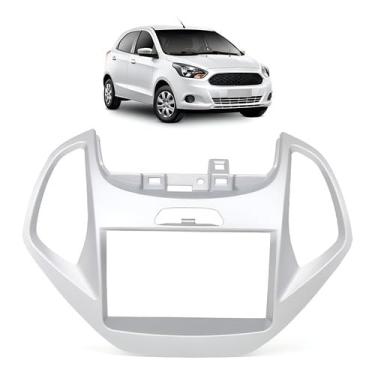Imagem de Moldura Painel 2din Dvd Multimidia Ford Ka 2015 A 2018 Prata