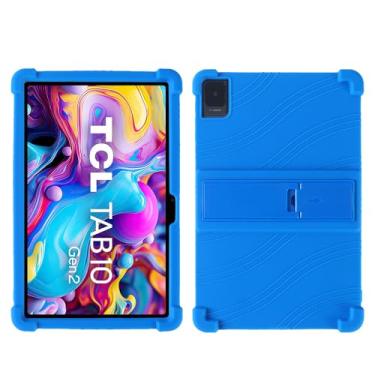 Imagem de QYiiD Capa para tablet TCL TAB 10 NXTPAPER 5G 10,4 polegadas 2025 (9199S), capa de silicone leve para crianças macia e com suporte dobrável para TCL Tab 10 Gen 2 (8196G/8496G) 10,4 polegadas, azul