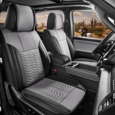 Imagem de Red Rain Capa de almofada de assento de couro de alta qualidade para Chevy Silverado/GMC Sierra 2014 a 2018 1500 2500 3500HD cabine dupla LT LZ LTZ Z71 Duramax High Country (Silverado-Black+Grey-2014