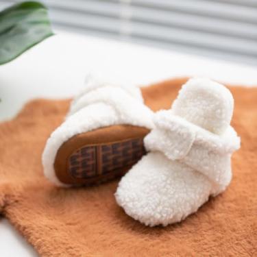 Imagem de Botas para bebês meninos e meninas macias de lã quente de inverno aconchegantes botas de algodão antiderrapantes sapatos de berço, Branco, 12-18 Months Toddler