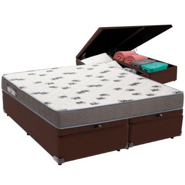 Imagem de Cama Box Baú Marrom E Colchão Light Espuma D33 Queen Ortobom