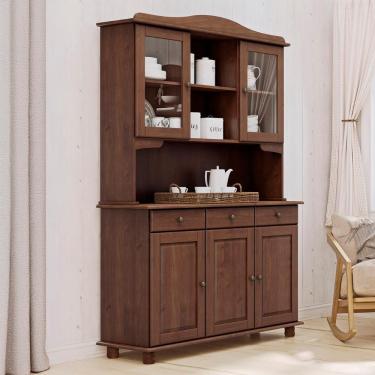 Imagem de Cristaleira Portas De Vidro 129cm Pé Madeira Rubia Café F07 - Mpozenato