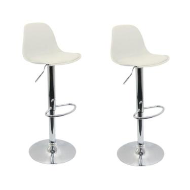 Imagem de Conjunto 2 Banquetas Joly Eames Base Giratória Cromada Movescan Branca