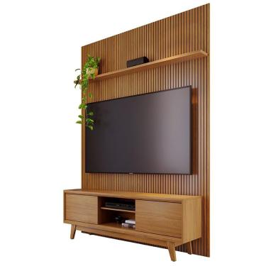 Imagem de Painel E Bancada Tv 65 Polegadas 245x179 Cm Milo Madetec Cumaru