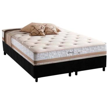 Imagem de Cama Box King: Colchão Molas Herval Maxspring Spain + Base Crc Suede Black(193X203)