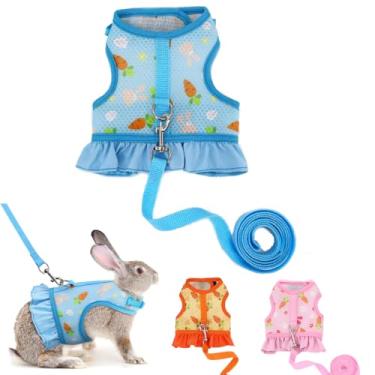 Imagem de Arnês e coleira de coelho, roupas de porquinho-da-índia, furão, coelho, ratos, hamster, malha macia, à prova de escape, conjunto de colete com estampa de cenoura fofa para chinchila, animais pequenos