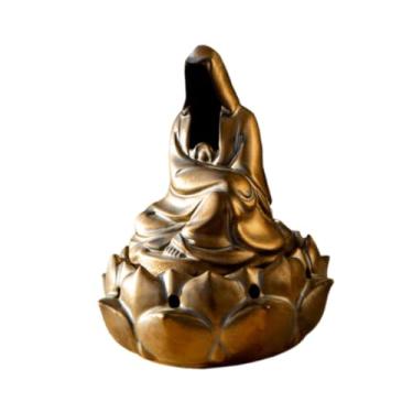 Imagem de KiBcsLic Incensário em forma de estatueta, presente criativo de inauguração de casa, peça de arte em cerâmica, porta-incenso para mesa, ornamento para quarto,