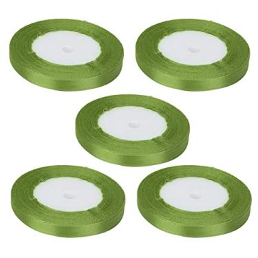 Imagem de Fita de cetim para presente, fita decorativa, 1 cm de largura, 22 m de comprimento, à prova d'água, reutilizável, cortável para embalagem de casamento, bolo, assar, caixa de (95# verde militar)