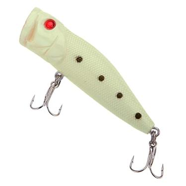 Imagem de Isca Artificial Flutuante Popper Luminosa para Pesca Noturna Bagre Cabeça-de-Serpente Peixe-Pargo Rígida com Dois Ganchos Triangulares Brilha Verde no Escuro Iscas e Matinal Ação de Nado Realista ABS