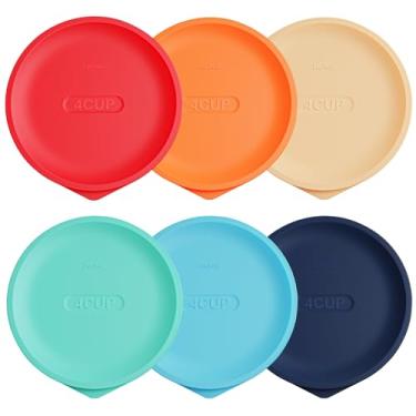 Imagem de Tampas de substituição para Pyrex 7201-PC 4 xícaras, tampa de silicone redonda de armazenamento para tigela de vidro âncora, pacote com 6, cores mistas