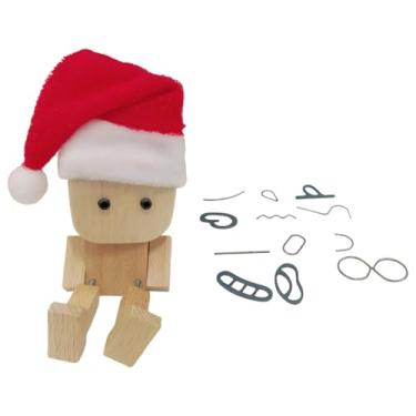 Imagem de Baoblaze Enfeite de boneco de madeira com pés trêmulos, estatueta engraçada feita à mão em madeira, decoração para painel de carro, mesa ou prateleira, Style a