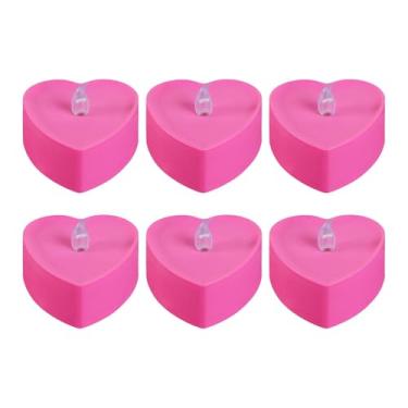 Imagem de Baoblaze Conjunto de 6 Velas de LED em Formato de Coração, Mini Velas Compactas Decorativas para Mesa, Dia dos Namorados, Casamento, Festa e Festival, Rosa