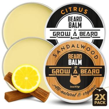 Imagem de Bálsamo de barba para homens, sândalo de 60 ml e aroma cítrico de 59 ml, com óleo de jojoba e manteiga de karité, creme modelador para homens, hidratante e amaciante, condicionador para cuidados com a