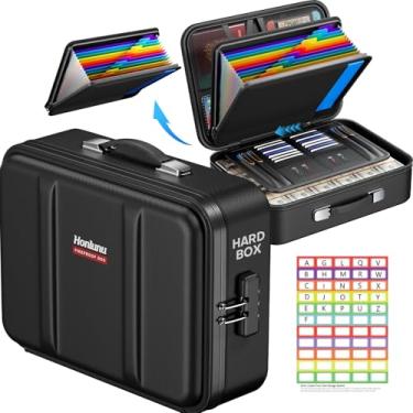 Imagem de Caixa de documentos à prova de fogo, estojo rígido organizador de documentos à prova de fogo com fechadura, cofre resistente à água para documentos importantes, certificados e passaportes para laptop