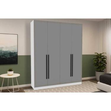 Imagem de Guarda Roupa Casal 4 Portas E 4 Gavetas Valência Branco/cinza - Politorno