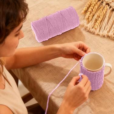 Imagem de Fio de algodão, corda artesanal macia para macramé, projetos de bricolage e muito mais, perfeita para pendurar na parede e decoração de casa