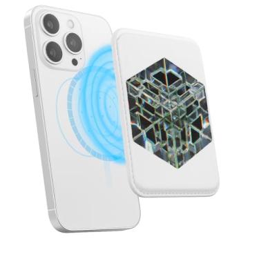 Imagem de Suporte magnético para iPhone, carteira fina de couro PU, capa para cartão, capa traseira para cartão, acessório de telefone fofo