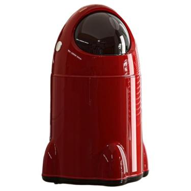 Imagem de MotiveTech Lixeira de cozinha com rodas universais, alta, grande, aberta, luxuosa, com tampa, ideal para trailers, escritórios e banheiros, Vermelho