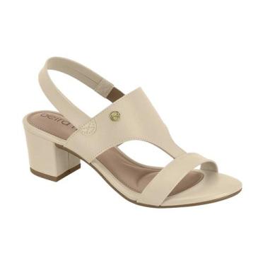 Imagem de Sandália Beira Rio Feminina Casual Salto Baixo Conforto, Creme, 37