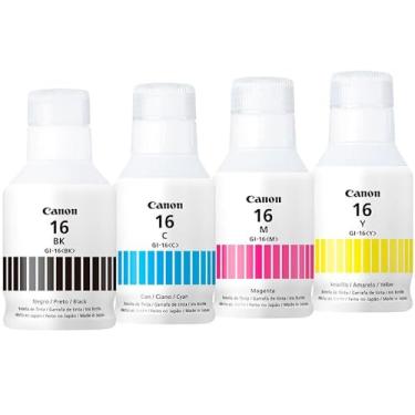 Imagem de Canon Kit Garrafa de Tinta GI-16 com Cabeçote PH-S, 4 Cores (Preto, Ciano, Magenta, Amarelo), 135mL, Compatível com Impressora Maxify GX6010, GX5010, GX7010, 5 Peças