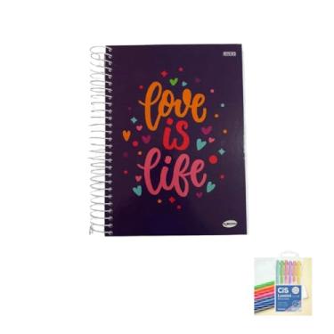 Imagem de Kit Caderno Feminino KBOM 20 Matérias 400 Folhas + Caneta Esferográfica 0.7mm 24 Unidades + Marca Texto Pastel Estojo 06 Cores