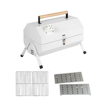 Imagem de Generic Churrasqueira portátil Churrasqueira ao ar livre Fogão de mesa Forno de cozimento Grelha dobrável para viagem Praia Fazenda Quintal, Branco