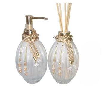 Imagem de Kit Lavabo Cacau Branco Degradê 350ml com Difusor de Ambiente, Sabonete Líquido, Bandeja Luxo e Acessórios – Tampa Prata/Dourado/Rose Gold(Sem Bandeja)