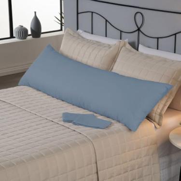 Imagem de Capa de Travesseiro de Corpo Fofuxão 146x46cm – 180 Fios (80% Algodão) com Zíper – Fronha Xuxão Macia e Resistente (Azul Petróleo)