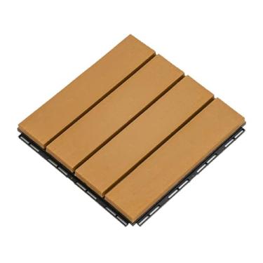 Imagem de SPXMQSS Azulejos de deck compostos ao ar livre, ladrilhos interligados, deck de jardim WPC para uso interno e externo fácil de instalar 30 x 30 x 2,2 cm B 11 peças