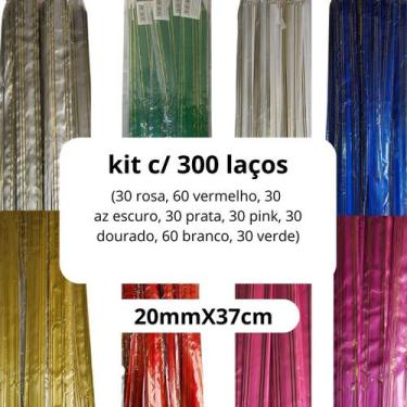 Imagem de Kit C/300 Laço Fácil C/Filete Sortido Presente 20mmx37cm - generico