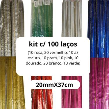 Imagem de Kit C/100 Laço Fácil C/Filete Sortido Presente 20mmx37cm - generico