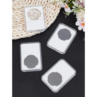 Imagem de 4 peças, caixa de armazenamento de moedas de plástico, armazenamento de joias retangular branco pequeno suporte de item para joias, notas de moeda, suprimentos de colecionadores, 84,5 x 59 x 8 mm