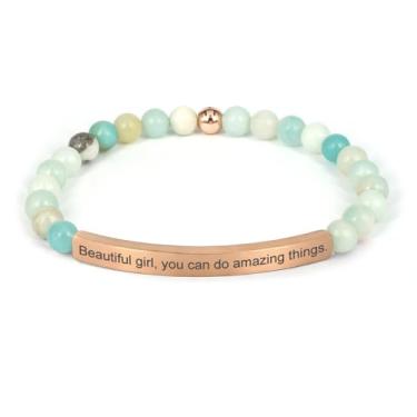 Imagem de cusurlove Pulseira Cristã Inspiradora para Mulheres, Banhado a Ouro 18 K, Biblia Versículo com Contas Amazonita, Presente de Fé Religiosa para Mãe, Filha, Irmã, Amiga, Medium, Pedra Aço inoxidável