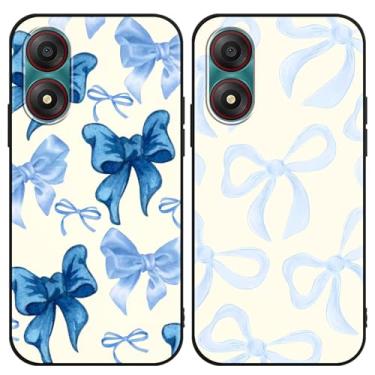 Imagem de Zrutru Pacote com 2 capas de telefone estéticas e elegantes com laço preppy para Zte Blade A34 16,8 cm, capa protetora de TPU (poliuretano termoplástico) de silicone macio