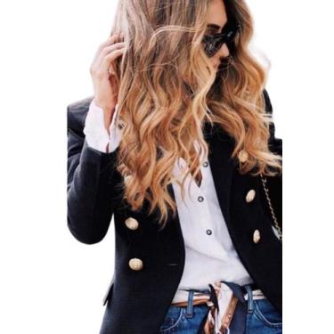 Imagem de Blazer Acinturado Feminino Alfataria Manga Longa Elegante Moderno Chiq