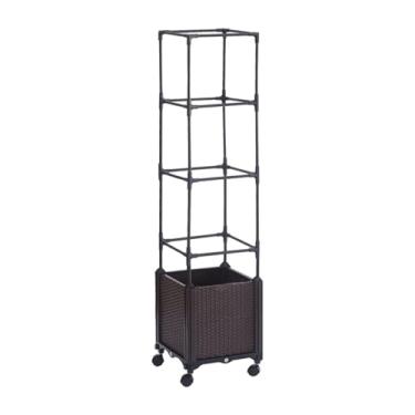 Imagem de RNXRZANK Jardineira Elevada com Treliça para Tomateiro, Vaso Multifuncional para Plantas de Interior E Exterior, Feita de PP, Ideal para Jardinagem em Varandas, 30x30x134cm W Wheel