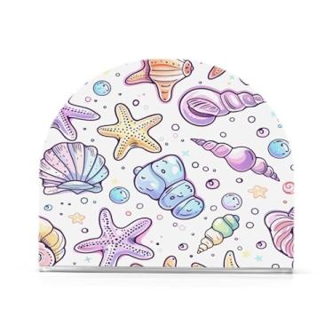 Imagem de Wassud Porta-guardanapos de conchas para mesa, cozinha e jantar, suporte de guardanapo de acrílico para guardanapos de papel, acomodam 50-60 guardanapos, decoração de casa de fazenda, 2 peças