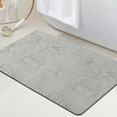 Imagem de ACCUMTEK Tapete de banho ultrafino antiderrapante cabe embaixo da porta, 61 cm x 43 cm, cinza claro manchado