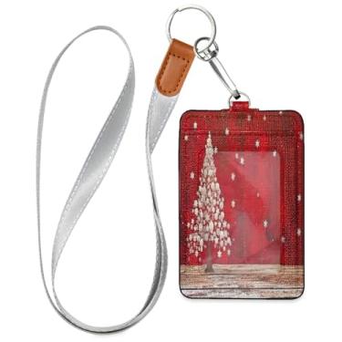 Imagem de Wassud Cordão de couro PU para árvore de Natal e flocos de neve para crachás de identificação, porta-chaves, porta-crachás, cartões de crédito para escritórios, funcionários estudantes, funcionários