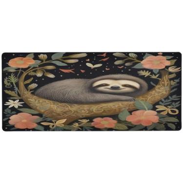 Imagem de Wassud Mouse pad preguiça na árvore para jogos com base de borracha antiderrapante, mouse pad longo para teclado de computador com borda costurada, almofada grande à prova d'água para escritório, casa