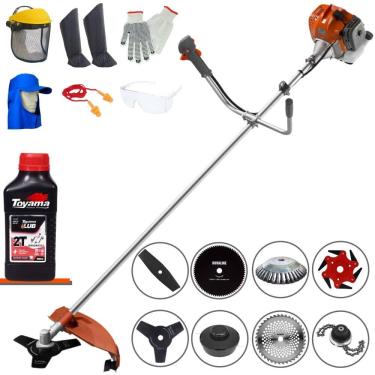 Imagem de Cortador de Grama Tekna RL430ACN-TK 43cc 1,7HP 9.000rpm Roçadeira Lateral Completa Com Carretel de Nylon + 7 Opções de Corte + EPI + ÓLEO TOYAMA 2T