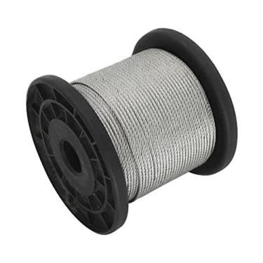 Imagem de Cabo de corda aço inoxidável 304 328 pés com 30 alicates alumínio laços 1 7 fios resistência à ruptura 110 Mpa para pendurar luzes no quintal e jardim