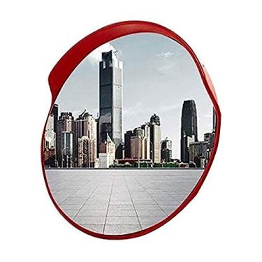 Imagem de FAFACAI Espelho de trânsito Espelho convexo Espelho de trânsito convexo Espelho para exterior, espelho de segurança laranja de plástico redondo PC, estacionamento de segurança ao ar livre, espelho de