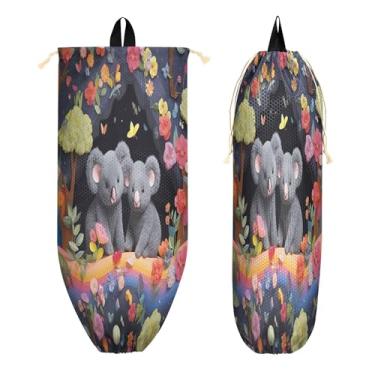 Imagem de xigua Suporte de plástico Koalas Rainbows, suporte de parede com cordão, 1 pacote, organizador reutilizável para bolsas, meias, roupas íntimas e gravatas