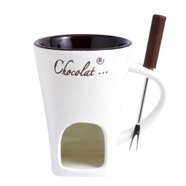 Imagem de "Conjunto de copo de chocolate com garfos, perfeito como caneca de fondue ou caneca de fondue de chocolate - presentes ideais para aniversário, casamento e muito mais" (Fora do branco)
