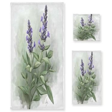 Imagem de xigua Conjunto de toalhas de banheiro lavanda absorvente macio 3 peças toalha de banho toalha de mão toalhas decorativas para banheiro, academia, hotel, praia, piscina