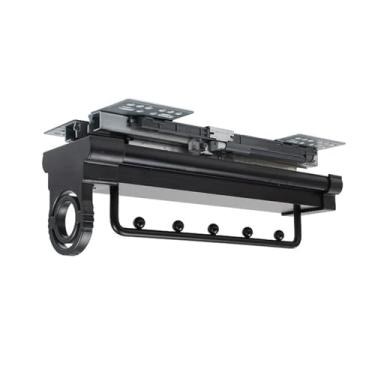 Imagem de Hhsdyl Varão Roupeiro Desmontável, Suporte Calças Extensível para Roupeiro Varões Roupeiro Suporte Telescópico para Calças Organizador Calças Roupas Armário,Black,5 beads